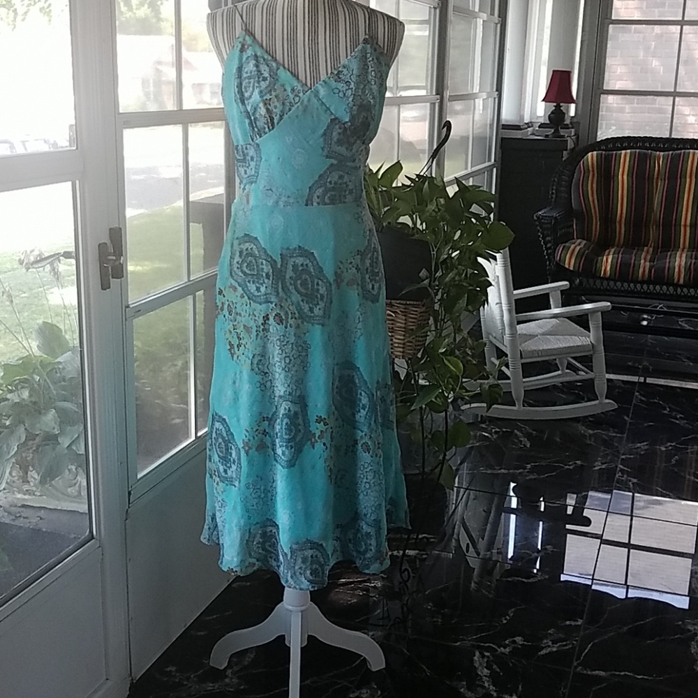 Tourquoise spaghetti sleeve dress
